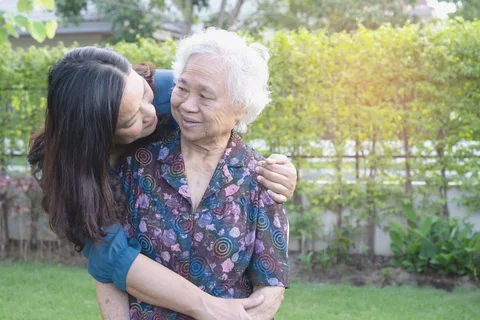 Asian daughter and mother