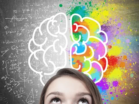 Person with brain illustration